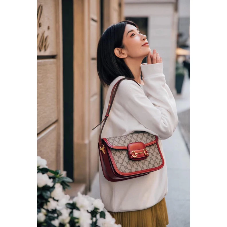Kitlife ru Flap clos Gucci 1955 Horsebit Red GG Supreme Canvas Shoulder Bag