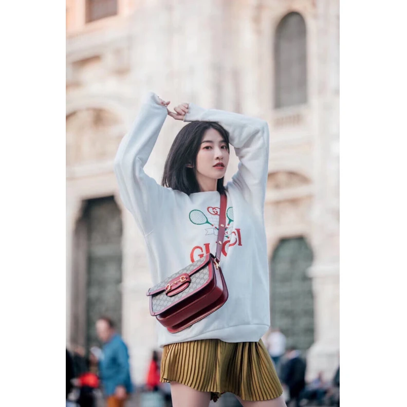Kitlife ru Flap clos Gucci 1955 Horsebit Red GG Supreme Canvas Shoulder Bag