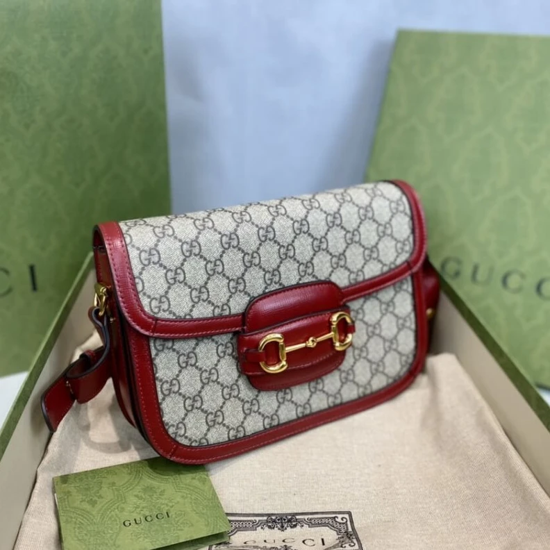 Kitlife ru Flap clos Gucci 1955 Horsebit Red GG Supreme Canvas Shoulder Bag