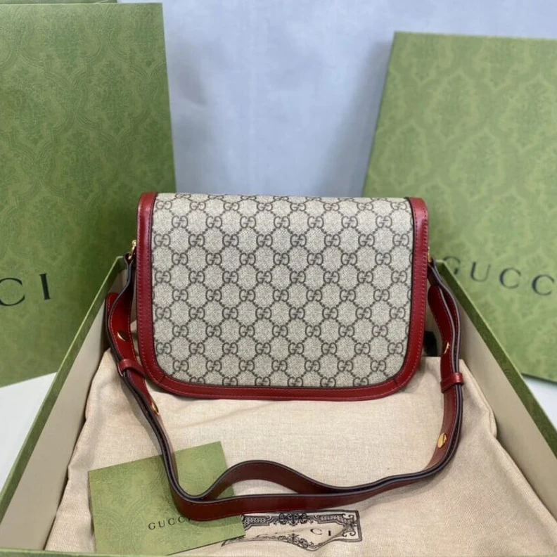 Kitlife ru Flap clos Gucci 1955 Horsebit Red GG Supreme Canvas Shoulder Bag