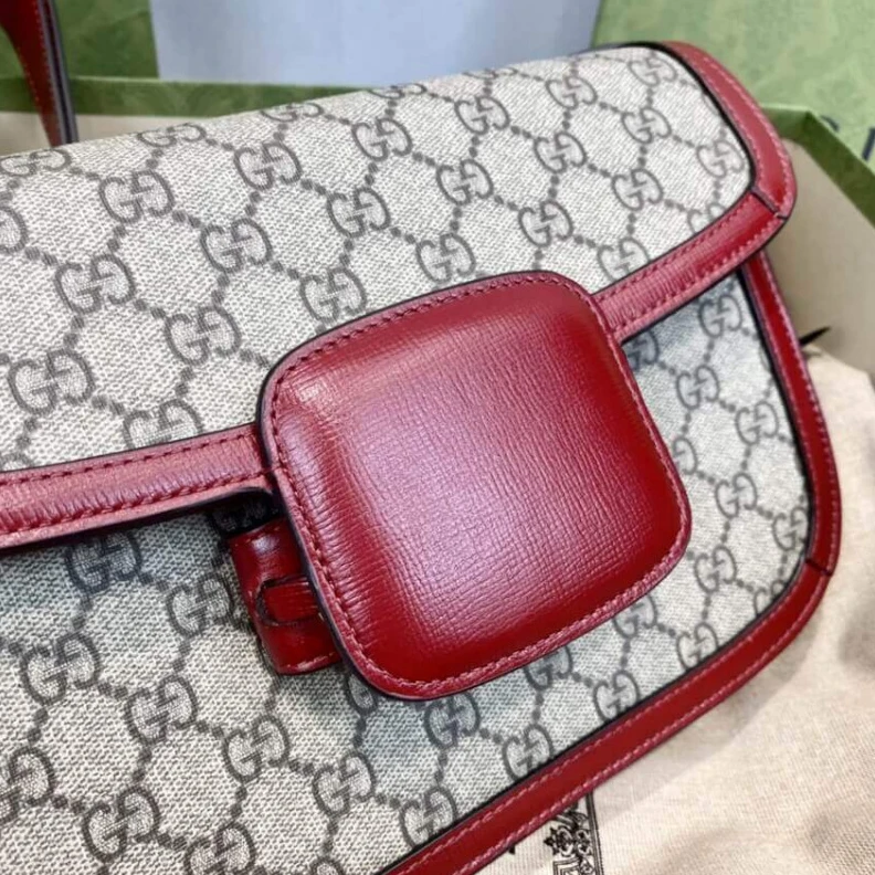 Kitlife ru Flap clos Gucci 1955 Horsebit Red GG Supreme Canvas Shoulder Bag