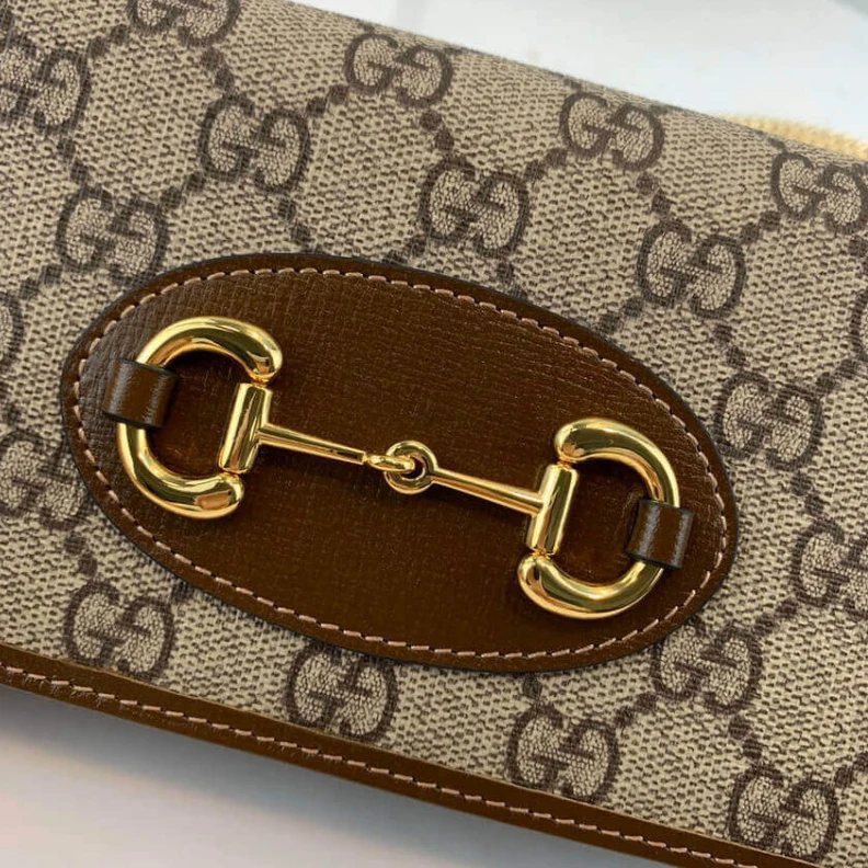 Kitlife Snap butt Gucci 1955 Horsebit Wallet With Chain Brown