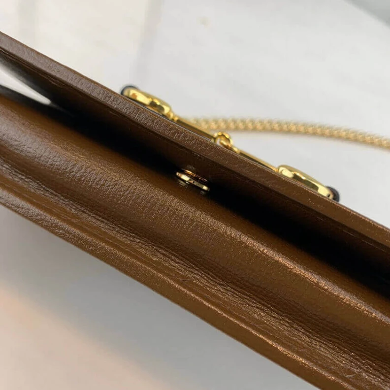 Kitlife Snap butt Gucci 1955 Horsebit Wallet With Chain Brown