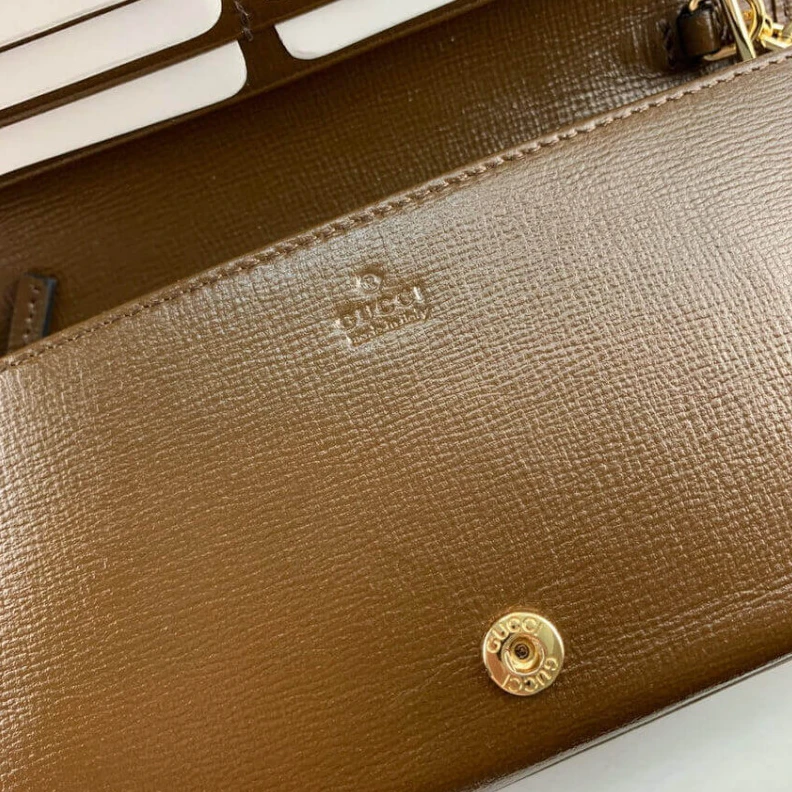Kitlife Snap butt Gucci 1955 Horsebit Wallet With Chain Brown