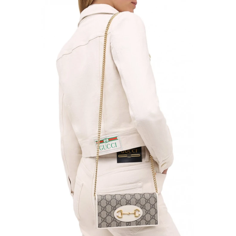 Lv belts replica Moiré and Gucci 1955 Horsebit Wallet With Chain White