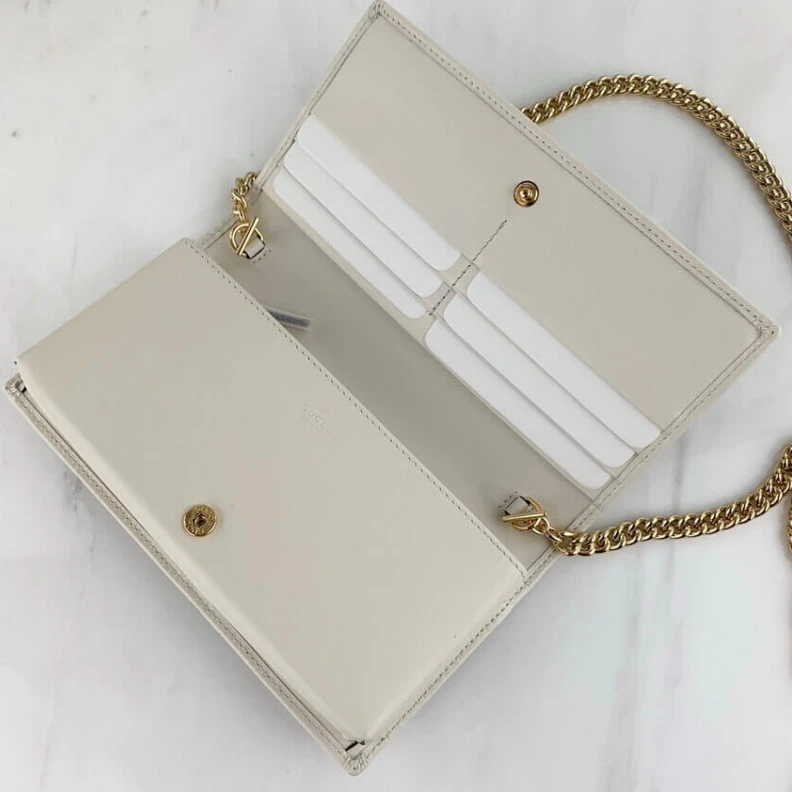 Lv belts replica Moiré and Gucci 1955 Horsebit Wallet With Chain White