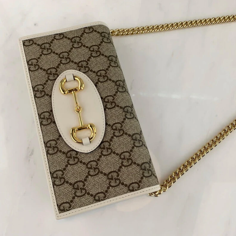Lv belts replica Moiré and Gucci 1955 Horsebit Wallet With Chain White