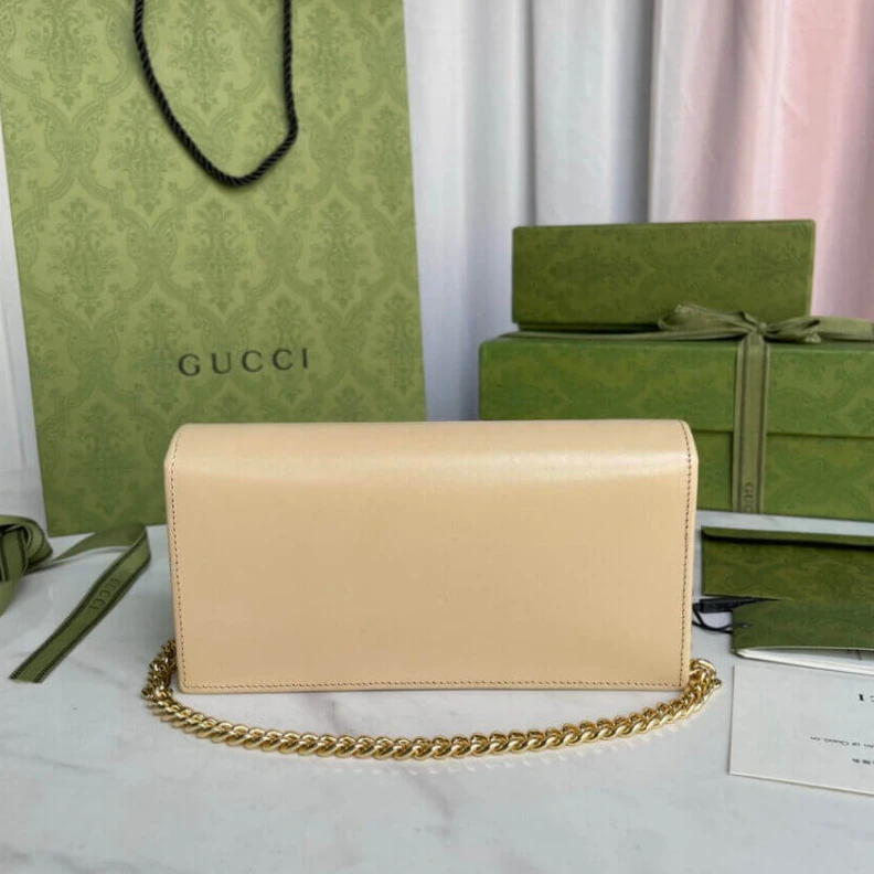 Kitlife 1 open po Gucci 1955 Horsebit Wallet With Chain in Beige Leather