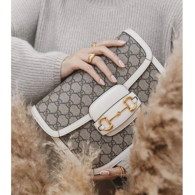 Kitlife ru   Gucci 1955 Horsebit White GG Supreme Canvas Shoulder Bag