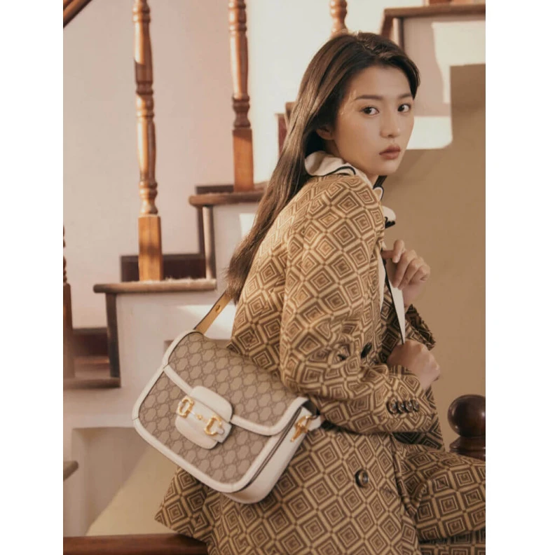 Kitlife ru   Gucci 1955 Horsebit White GG Supreme Canvas Shoulder Bag