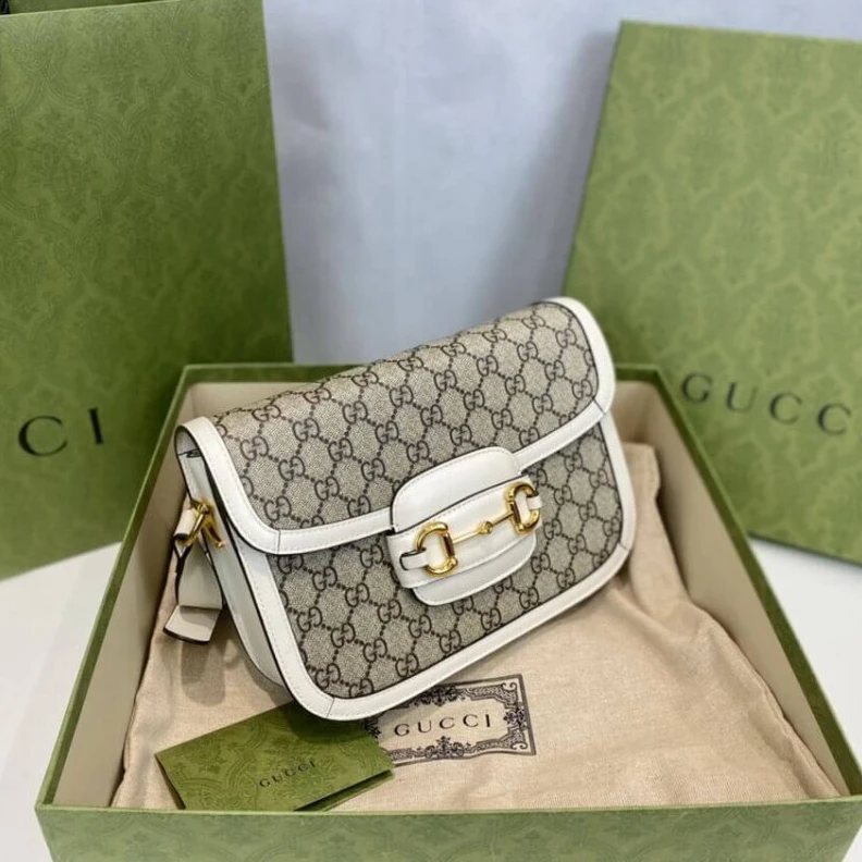 Kitlife ru   Gucci 1955 Horsebit White GG Supreme Canvas Shoulder Bag