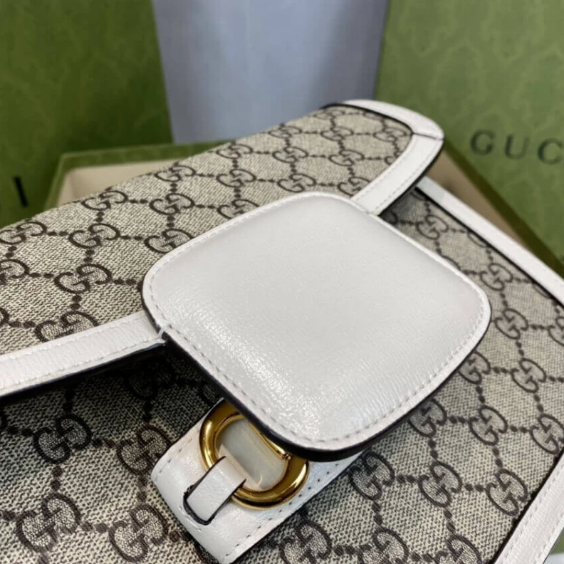Kitlife ru   Gucci 1955 Horsebit White GG Supreme Canvas Shoulder Bag