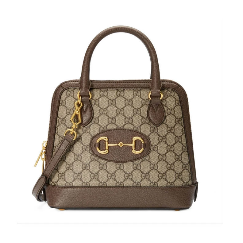25 x 24 x Gucci 1955 Horsebit mall Top Handle Bag In Brown GG Supreme Canvas