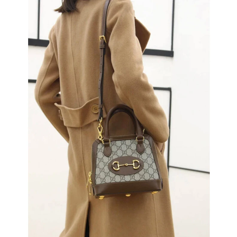 Replica bag 25 x 24 x Gucci 1955 Horsebit mall Top Handle Bag In Brown GG Supreme Canvas
