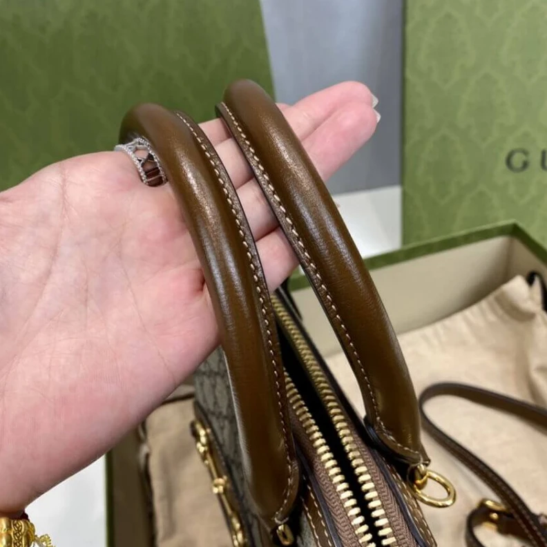 Replica bag 25 x 24 x Gucci 1955 Horsebit mall Top Handle Bag In Brown GG Supreme Canvas