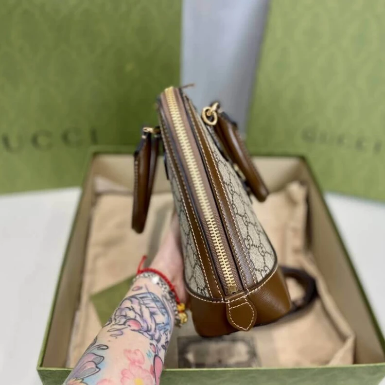 Replica bag 25 x 24 x Gucci 1955 Horsebit mall Top Handle Bag In Brown GG Supreme Canvas