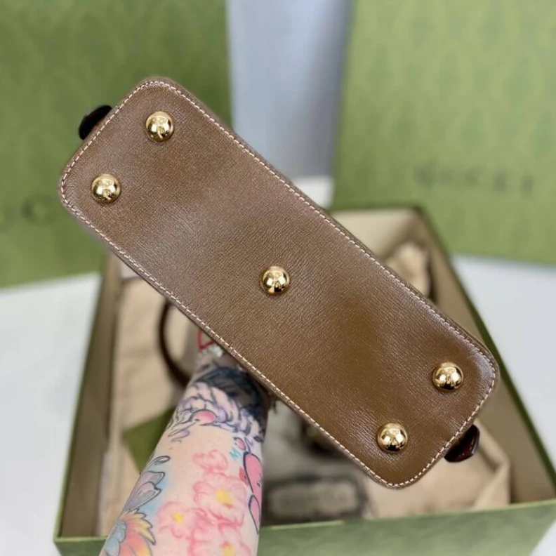 Replica bag 25 x 24 x Gucci 1955 Horsebit mall Top Handle Bag In Brown GG Supreme Canvas