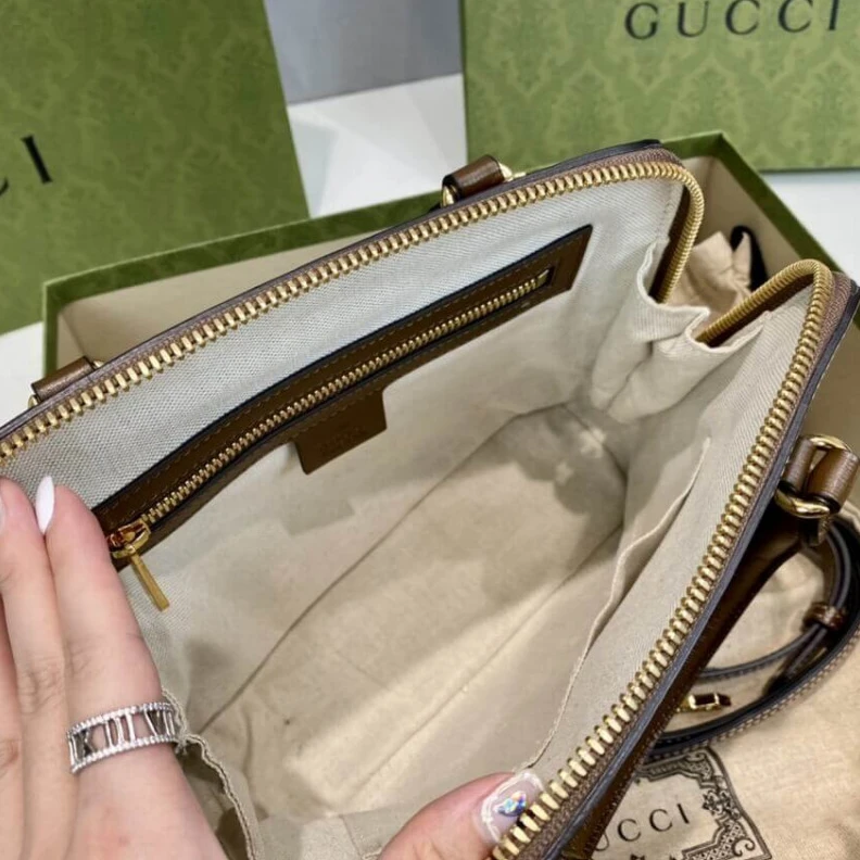 Replica bag 25 x 24 x Gucci 1955 Horsebit mall Top Handle Bag In Brown GG Supreme Canvas