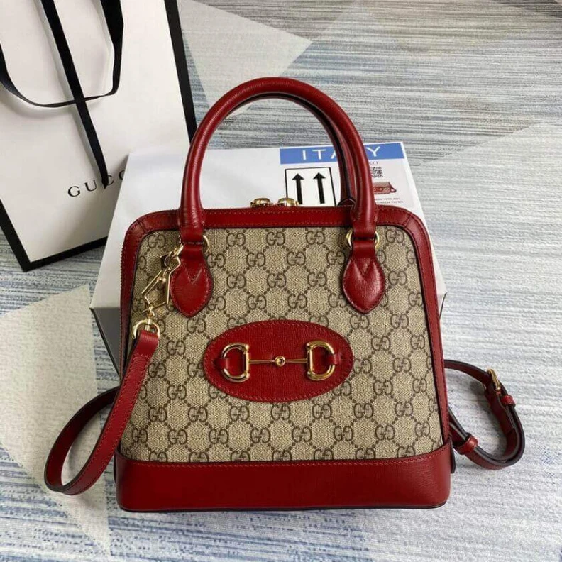 Replica bag 25 x 24 x Gucci 1955 Horsebit mall Top Handle Bag In Red GG Supreme Canvas