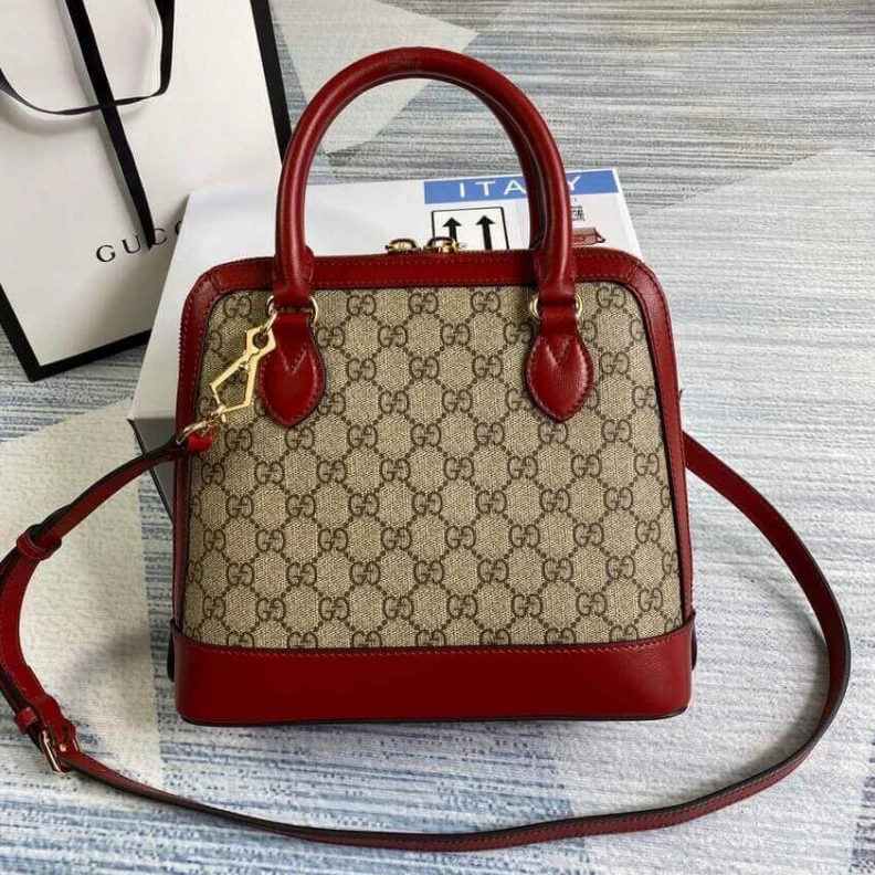 Replica bag 25 x 24 x Gucci 1955 Horsebit mall Top Handle Bag In Red GG Supreme Canvas