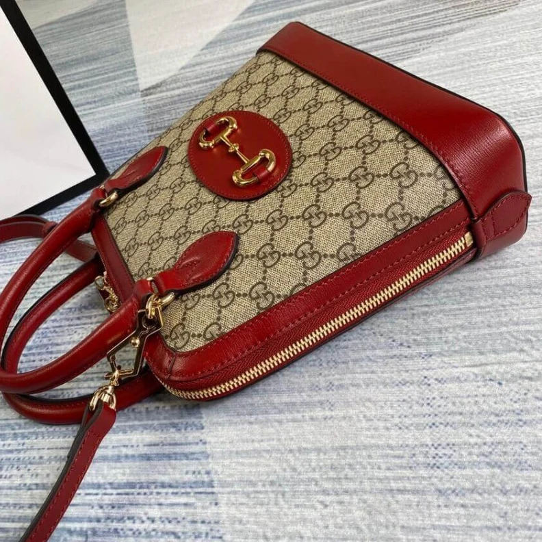 Replica bag 25 x 24 x Gucci 1955 Horsebit mall Top Handle Bag In Red GG Supreme Canvas