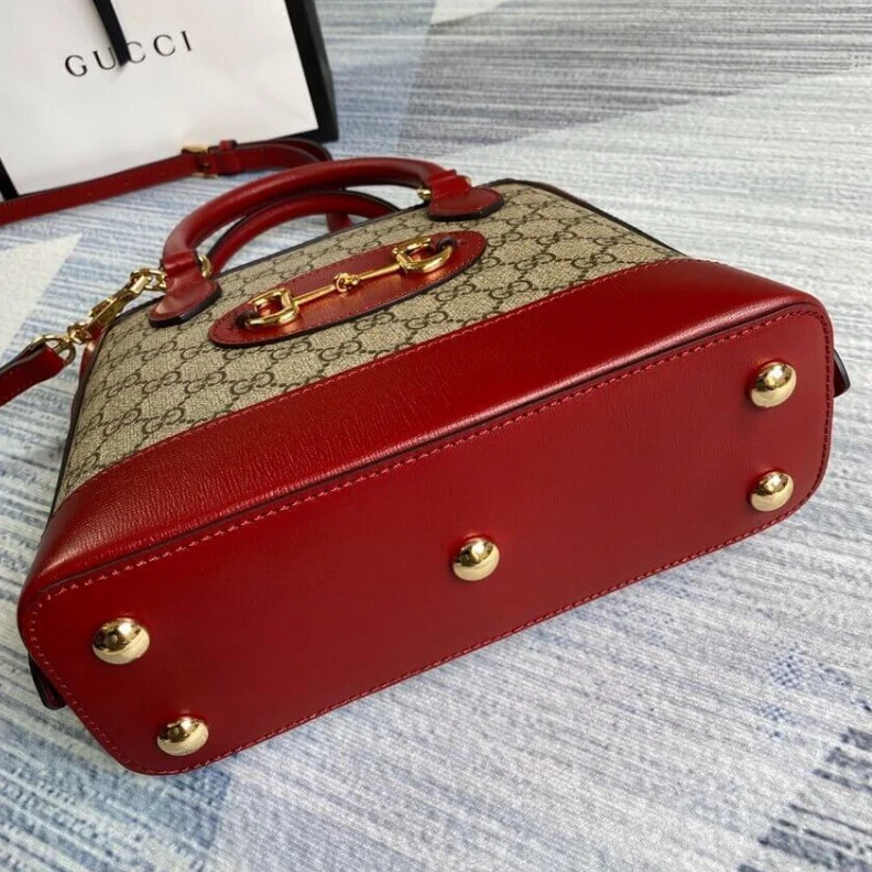 Replica bag 25 x 24 x Gucci 1955 Horsebit mall Top Handle Bag In Red GG Supreme Canvas