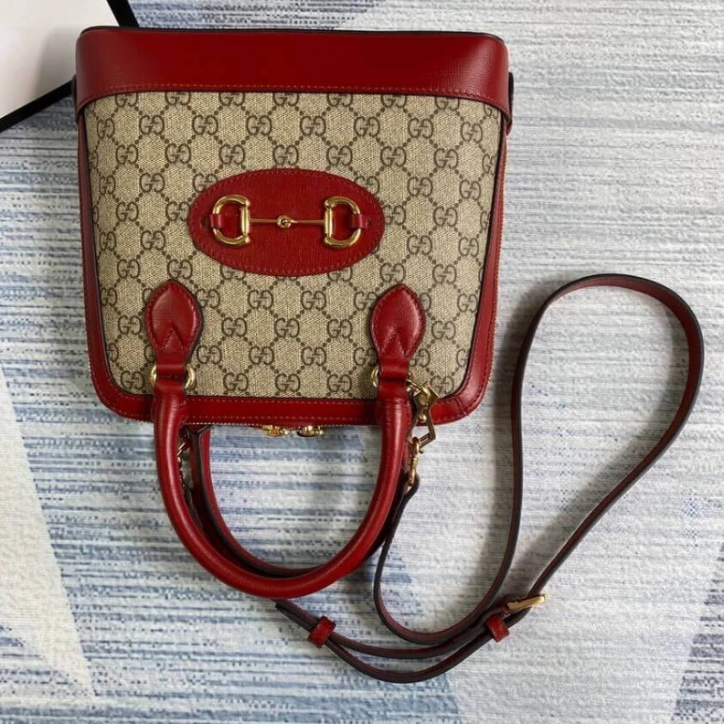 Replica bag 25 x 24 x Gucci 1955 Horsebit mall Top Handle Bag In Red GG Supreme Canvas
