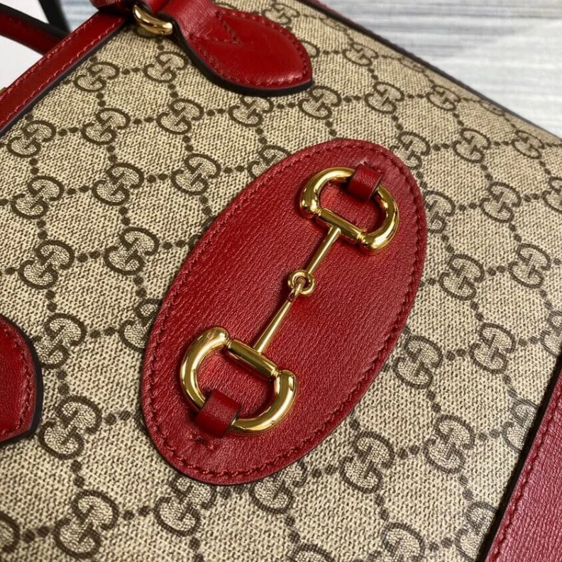 Replica bag 25 x 24 x Gucci 1955 Horsebit mall Top Handle Bag In Red GG Supreme Canvas