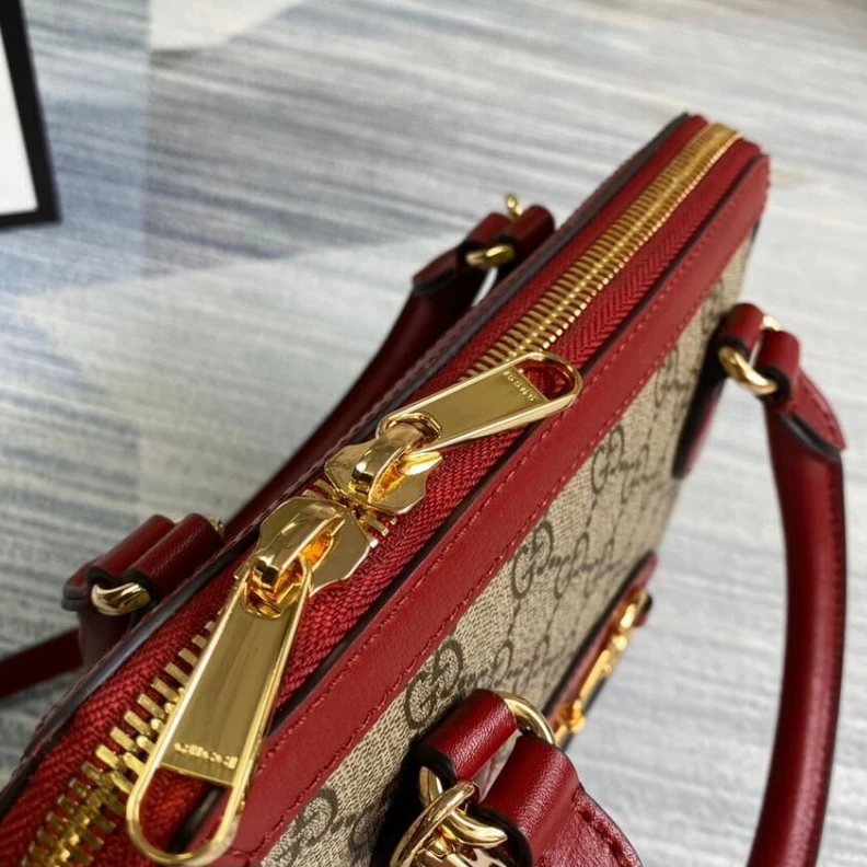 Replica bag 25 x 24 x Gucci 1955 Horsebit mall Top Handle Bag In Red GG Supreme Canvas