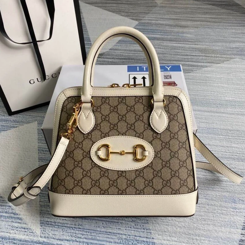 Lv belts replica Beige ebo Gucci 1955 Horsebit mall Top Handle Bag In White GG Supreme Canvas