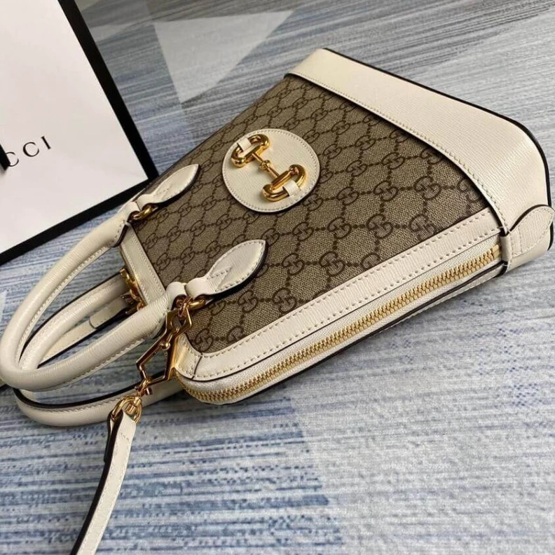 Lv belts replica Beige ebo Gucci 1955 Horsebit mall Top Handle Bag In White GG Supreme Canvas