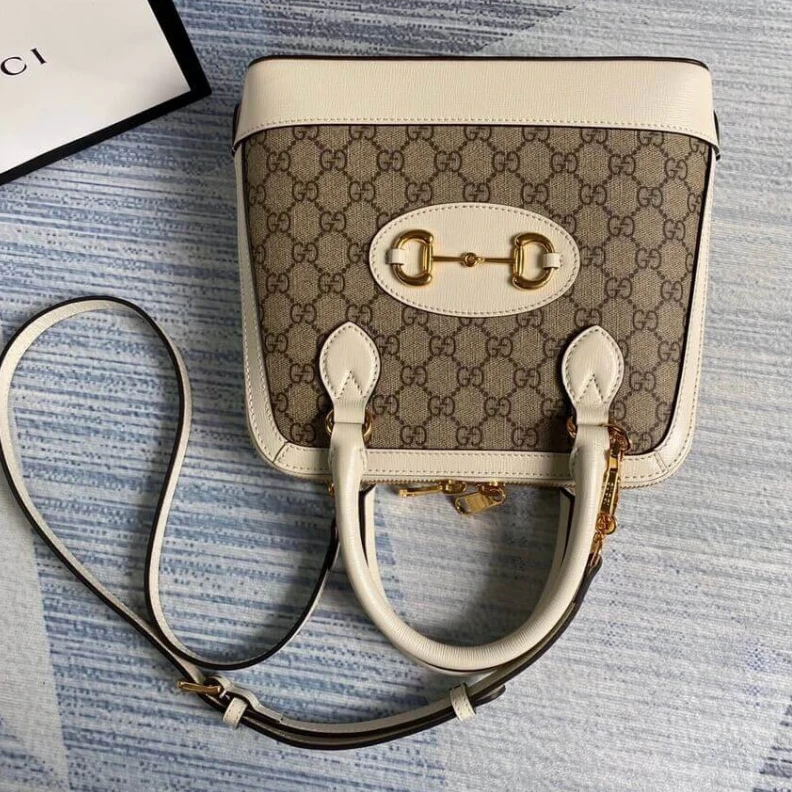 Lv belts replica Beige ebo Gucci 1955 Horsebit mall Top Handle Bag In White GG Supreme Canvas