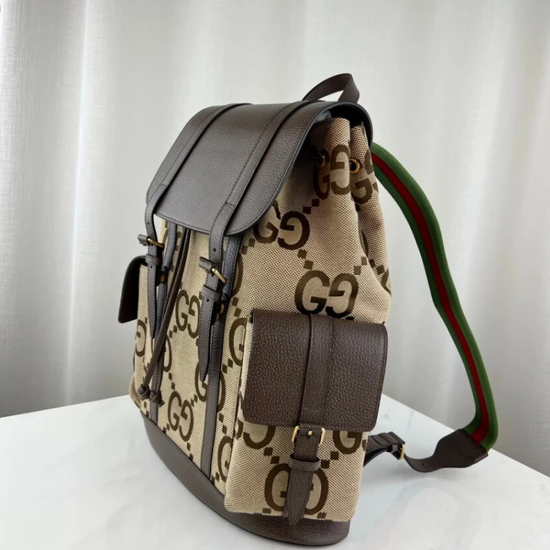 Replica bags lv Brown lea Gucci Backpack With Jumbo GG