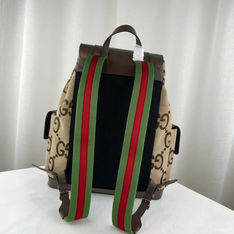 Replica bags lv Brown lea Gucci Backpack With Jumbo GG