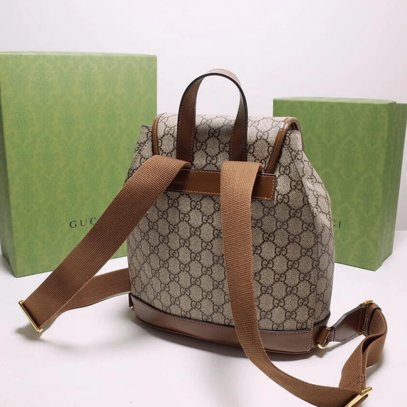 Top lv Beige and Gucci Backpack with Interlocking G in GG Supreme