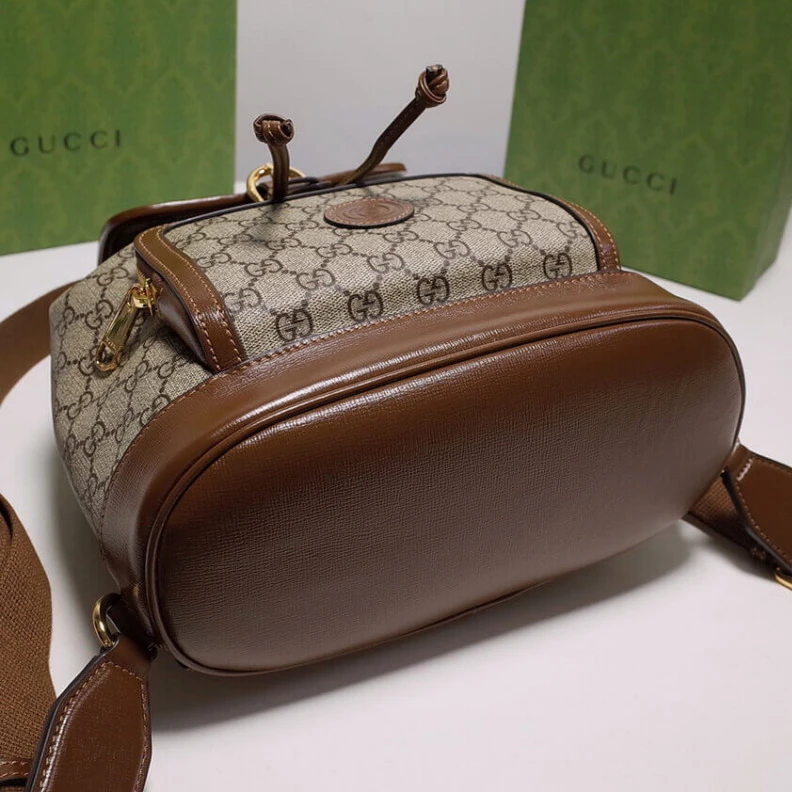 Top lv Beige and Gucci Backpack with Interlocking G in GG Supreme