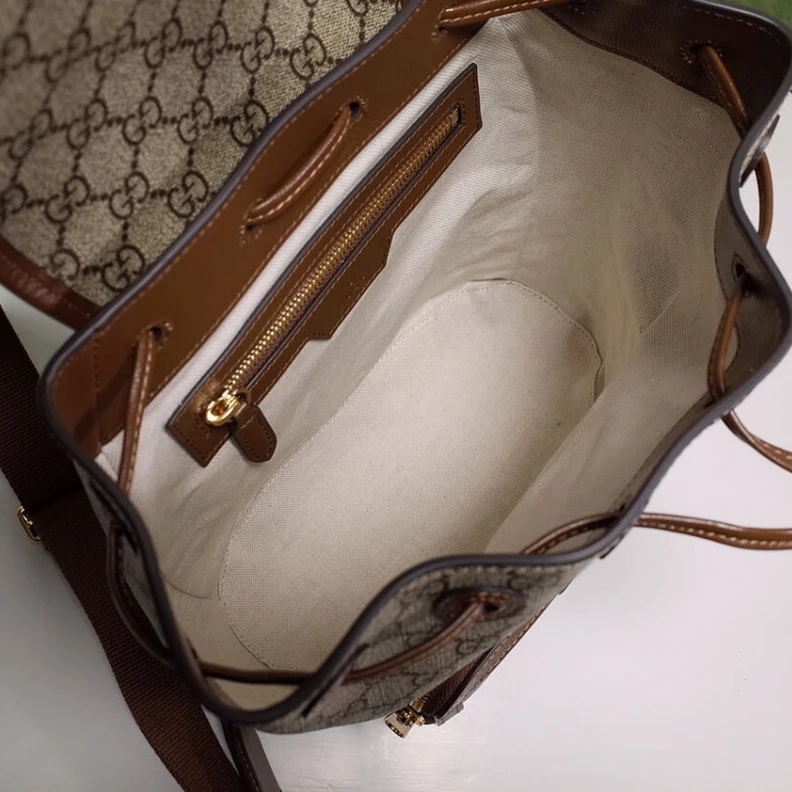 Top lv Beige and Gucci Backpack with Interlocking G in GG Supreme