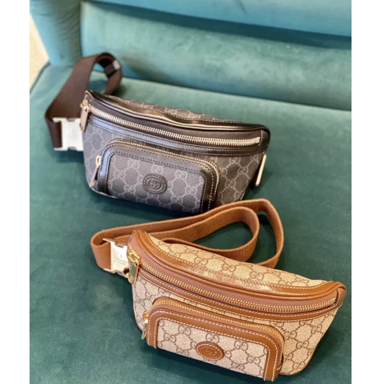 Kitlife Colors ani Gucci Belt Bag with Interlocking G in Black GG Supreme
