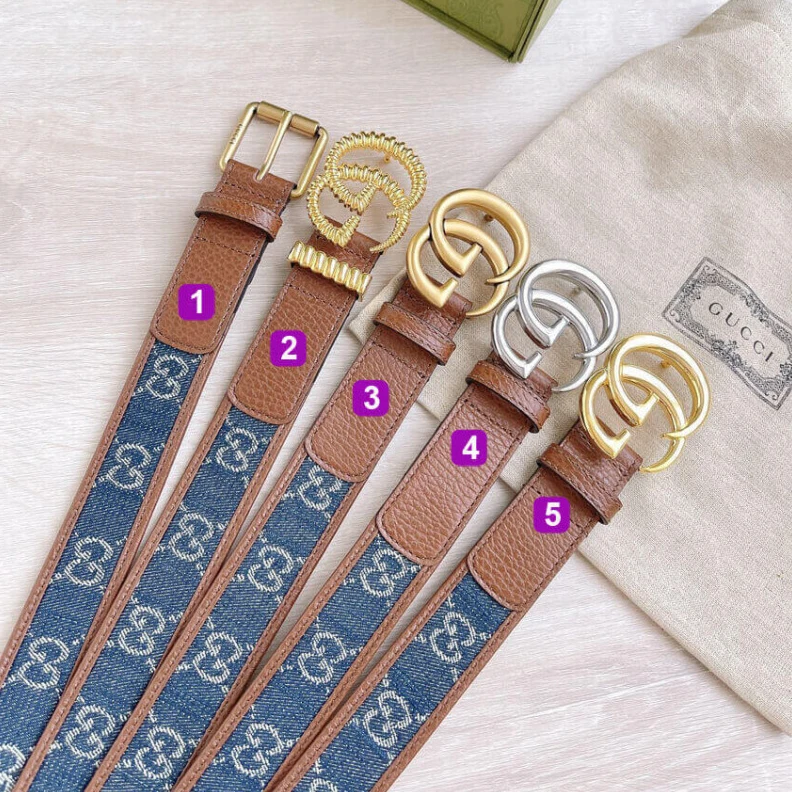 Denim is r Gucci Belt With Square Buckle In Blue Denim 30mm