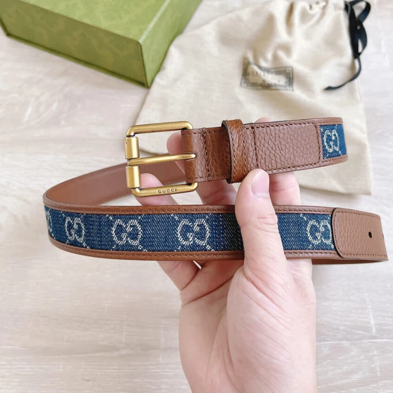 Replica bag Denim is r Gucci Belt With Square Buckle In Blue Denim 30mm
