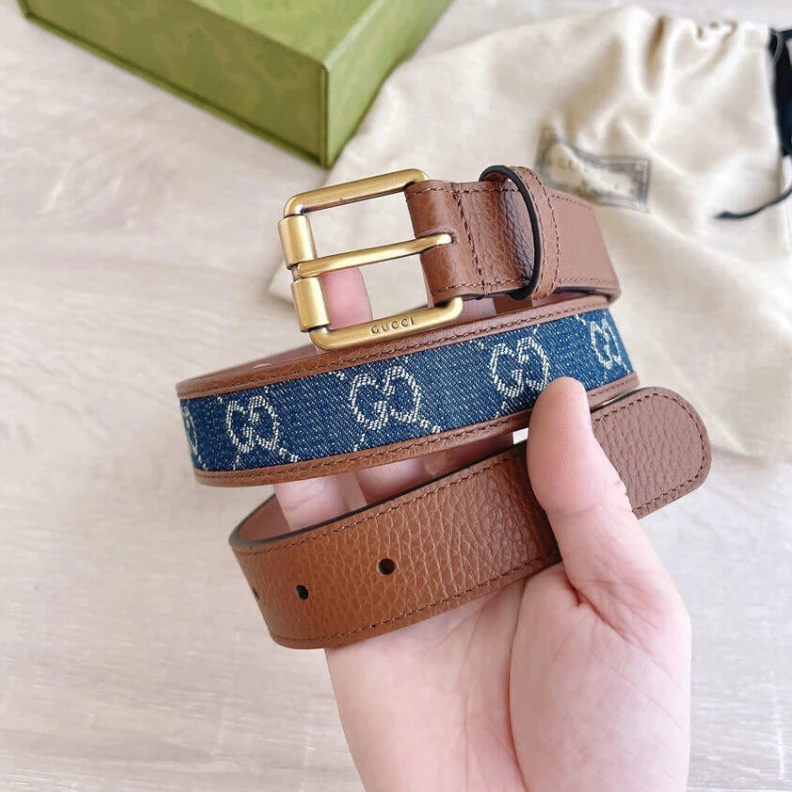Replica bag Denim is r Gucci Belt With Square Buckle In Blue Denim 30mm