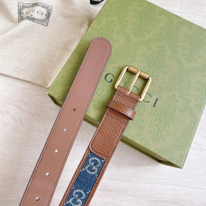 Replica bag Denim is r Gucci Belt With Square Buckle In Blue Denim 30mm