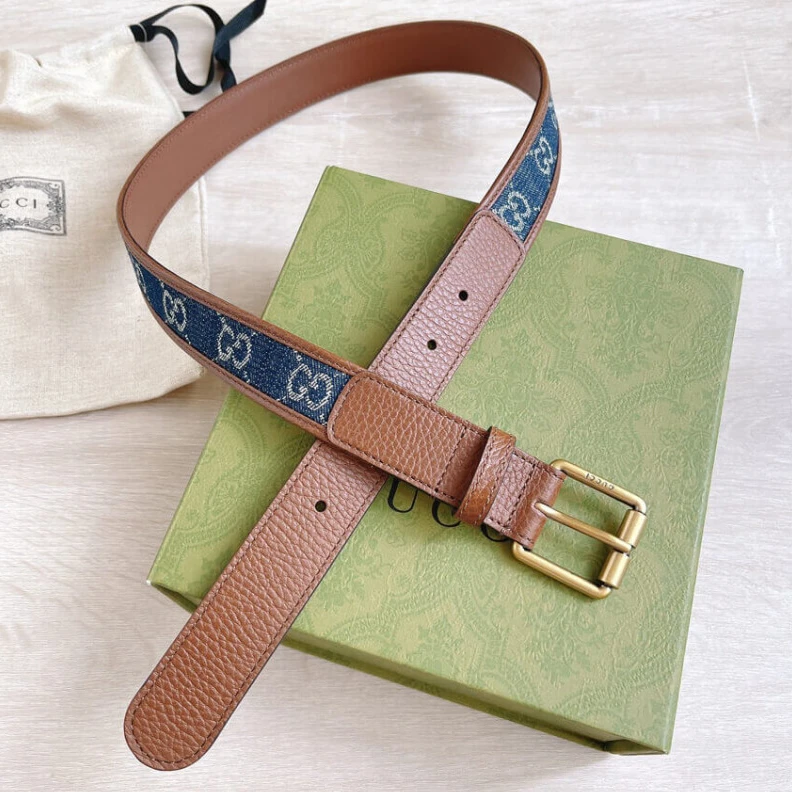 Replica bag Denim is r Gucci Belt With Square Buckle In Blue Denim 30mm
