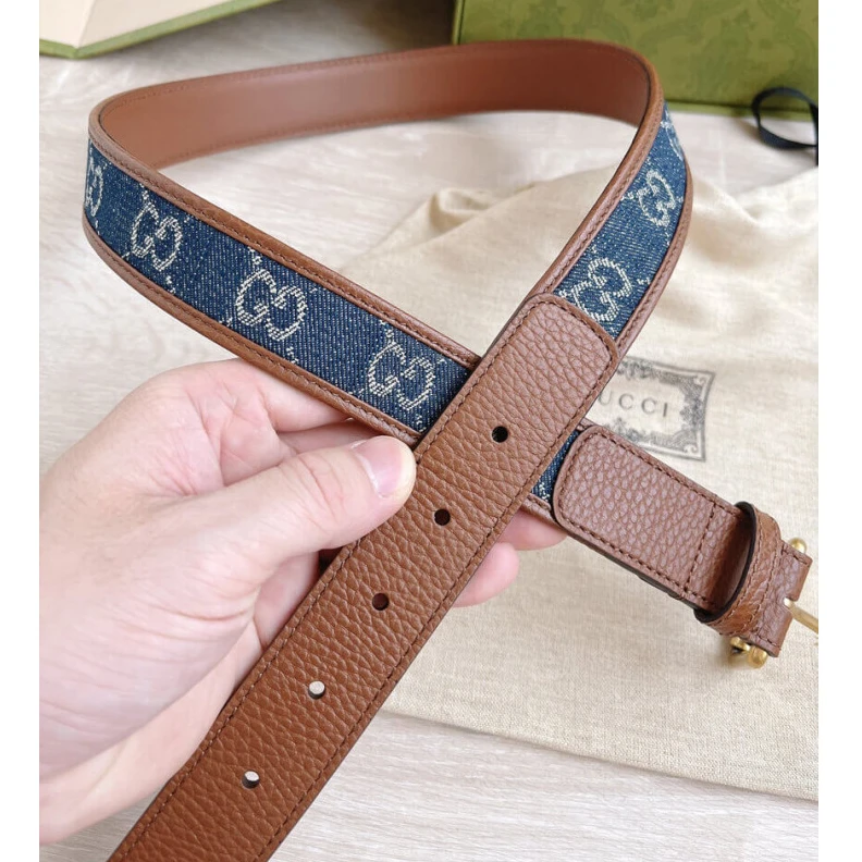 Replica bag Denim is r Gucci Belt With Square Buckle In Blue Denim 30mm
