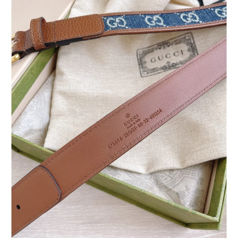 Replica bag Denim is r Gucci Belt With Square Buckle In Blue Denim 30mm