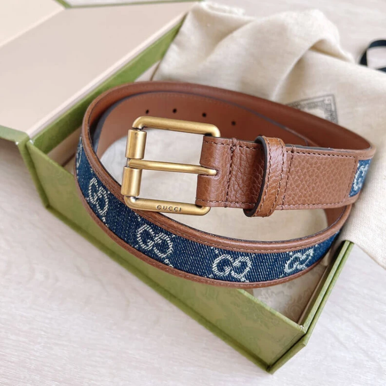 Replica bag Denim is r Gucci Belt With Square Buckle In Blue Denim 30mm