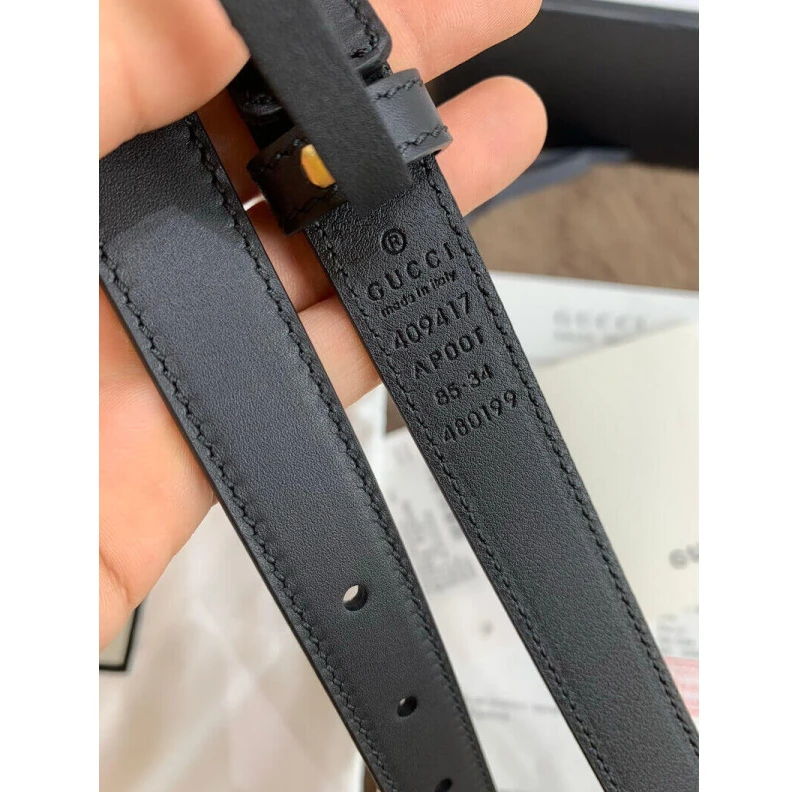 Replica bags lv Can be wo Gucci Black Leather 20mm Belt With Pearl Double G