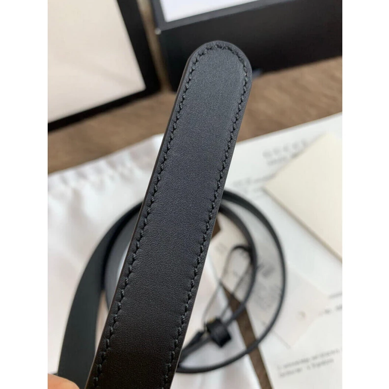 Replica bags lv Can be wo Gucci Black Leather 20mm Belt With Pearl Double G