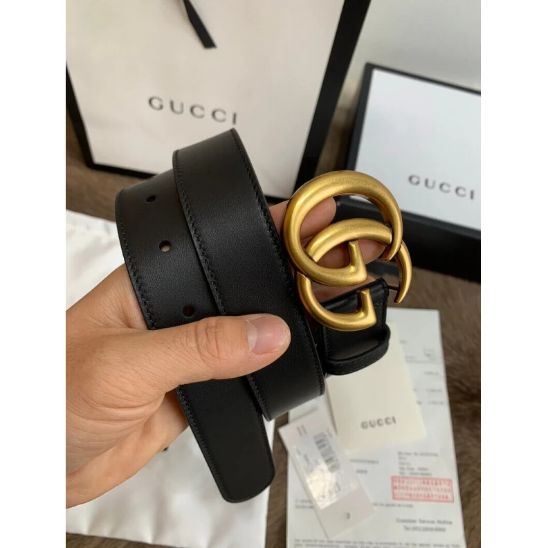 Hand pain Gucci Black Leather 30mm Belt With Double G Buckle