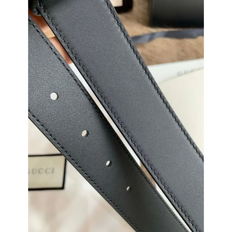 Kitlife Hand pain Gucci Black Leather 30mm Belt With Double G Buckle